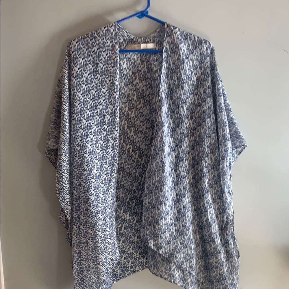Loft blue and white cardigan